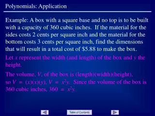 Polynomials: Application