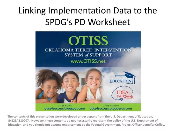 linking implementation data to the spdg s pd worksheet