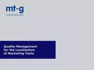 Quality Management for the Localization of Marketing Texts
