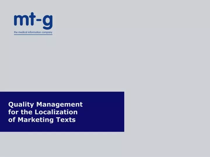 quality management for the localization of marketing texts