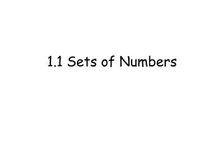 1.1 Sets of Numbers