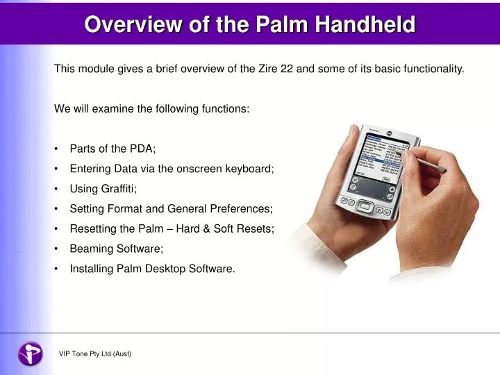 overview of the palm handheld