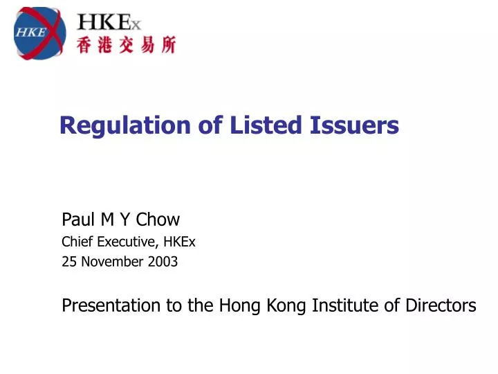 regulation of listed issuers