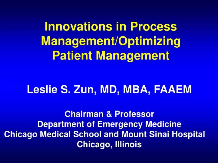 innovations in process management optimizing patient management