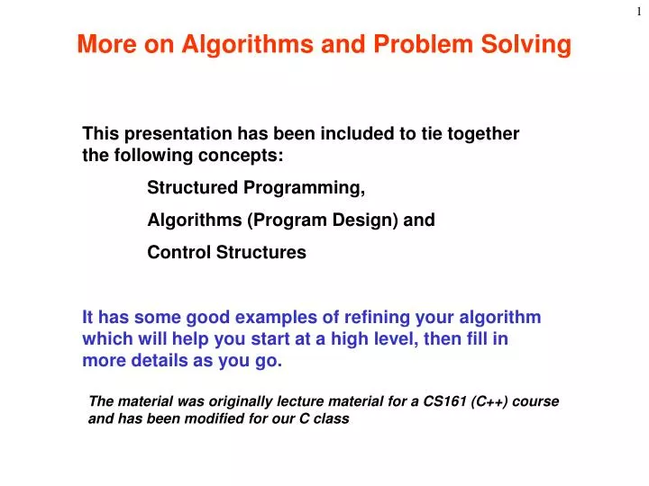more on algorithms and problem solving