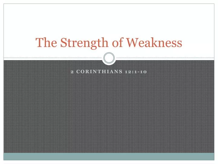 the strength of weakness