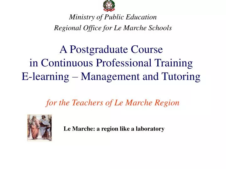 a postgraduate course in continuous professional training e learning management and tutoring