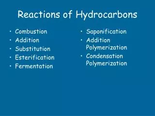 Reactions of Hydrocarbons