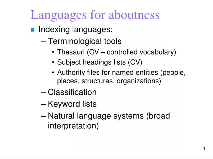 languages for aboutness