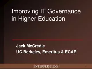 Improving IT Governance in Higher Education