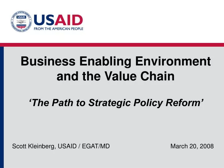 business enabling environment and the value chain the path to strategic policy reform