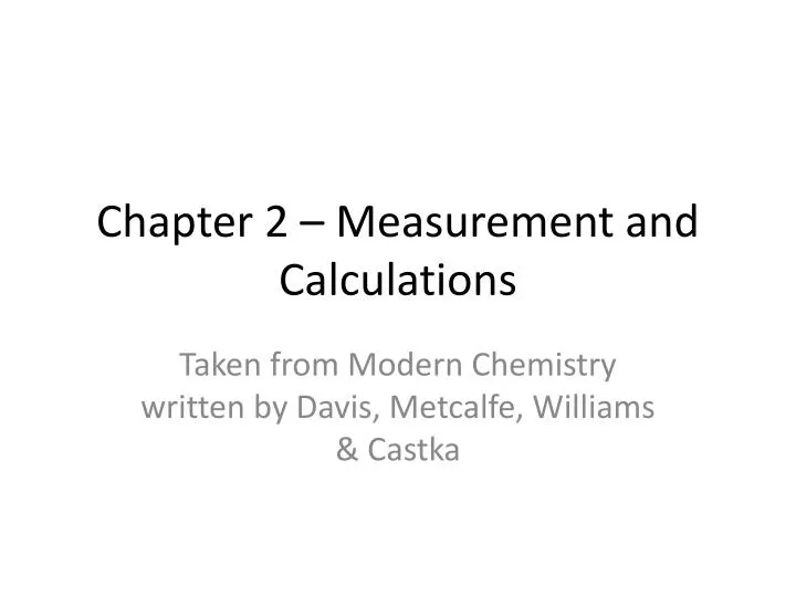 chapter 2 measurement and calculations