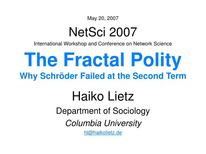 the fractal polity why schr der failed at the second term