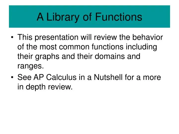 a library of functions