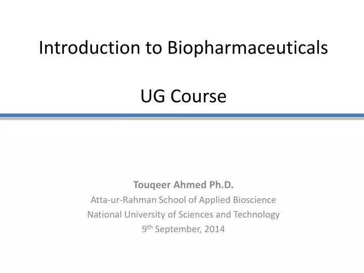 introduction to biopharmaceuticals ug course