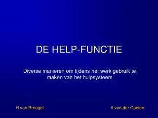 de help functie