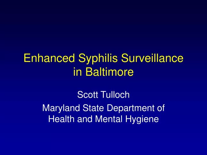 enhanced syphilis surveillance in baltimore