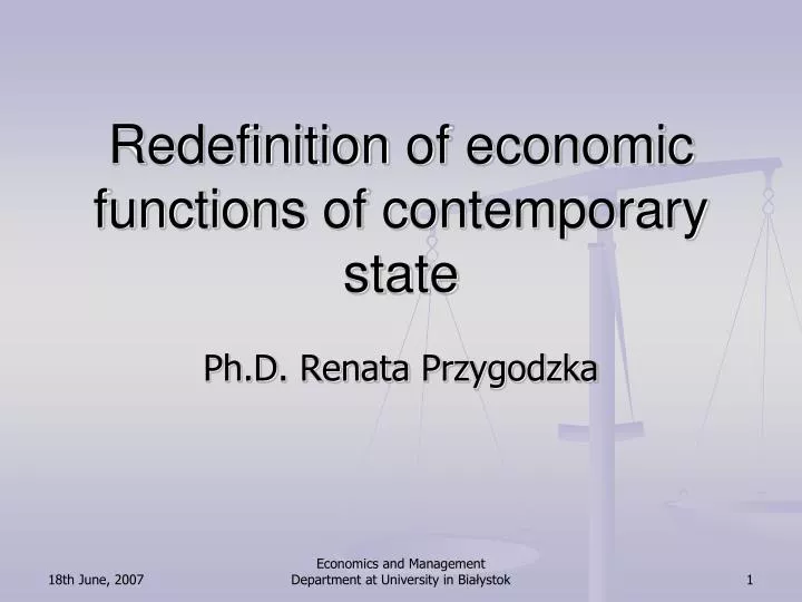 redefinition of economic functions of contemporary state