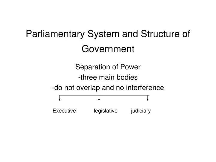 parliamentary system and structure of government