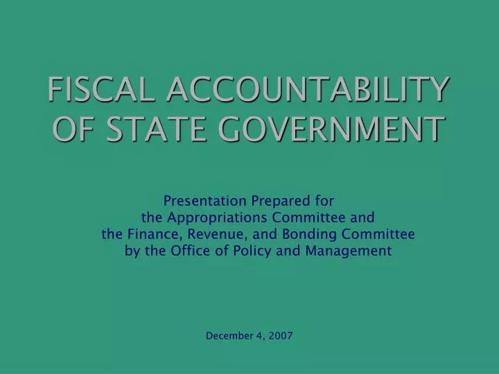 fiscal accountability of state government