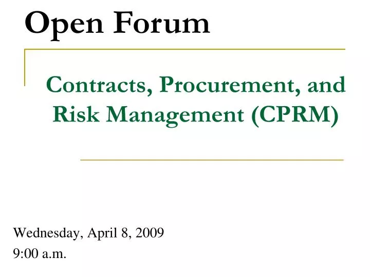 contracts procurement and risk management cprm