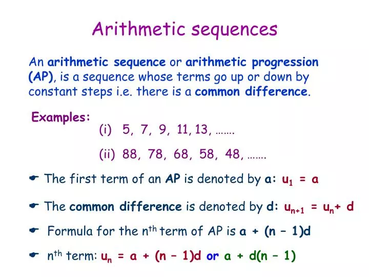 arithmetic sequences