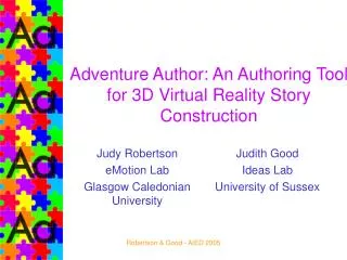Adventure Author: An Authoring Tool for 3D Virtual Reality Story Construction