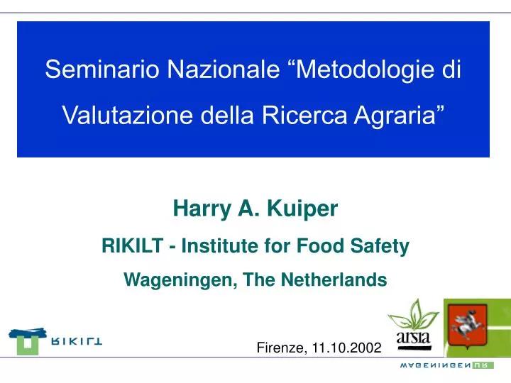 seminario nazionale metodologie di valutazione della ricerca agraria