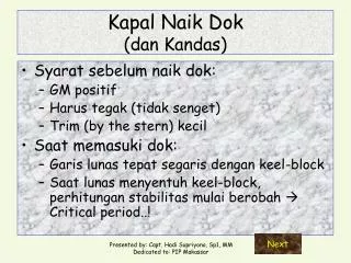 kapal naik dok dan kandas