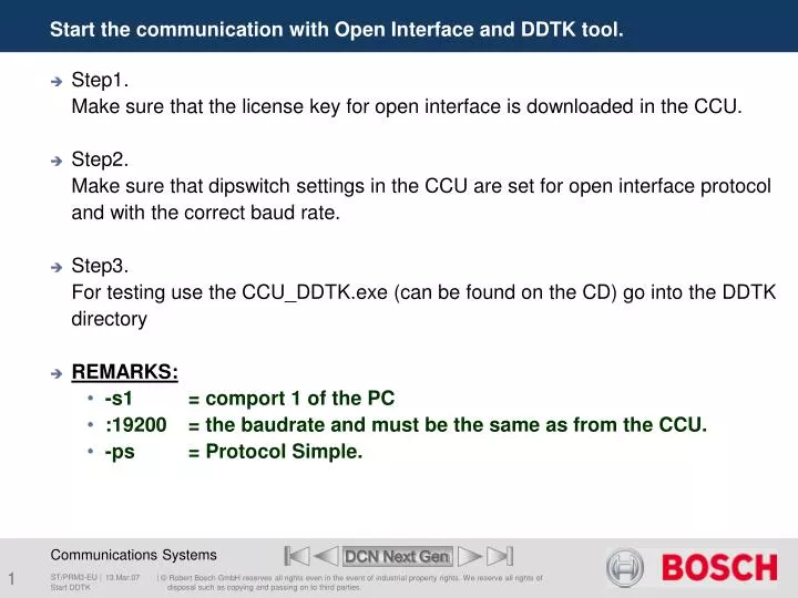 start the communication with open interface and ddtk tool