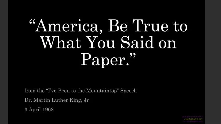 america be true to what you said on paper