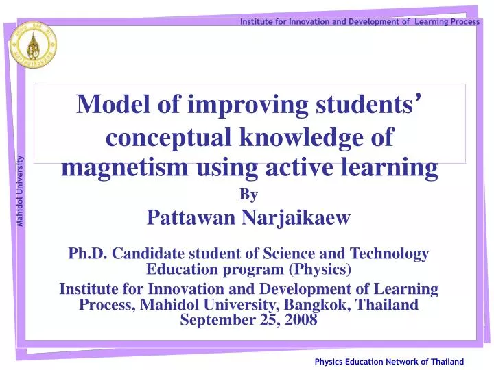 model of improving students conceptual knowledge of magnetism using active learning