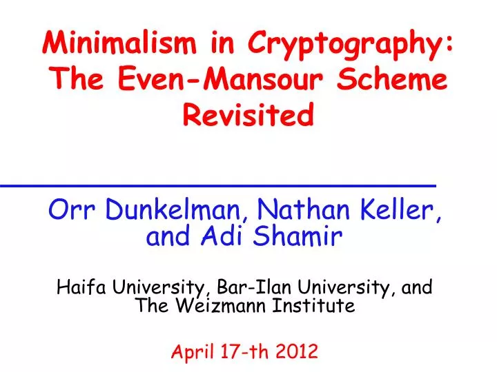 minimalism in cryptography the even mansour scheme revisited