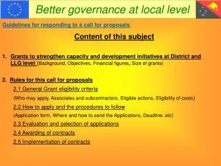 Better governance at local level