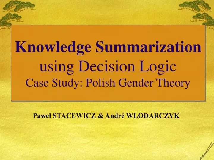 knowledge summarization using decision logic case study polish gender theory