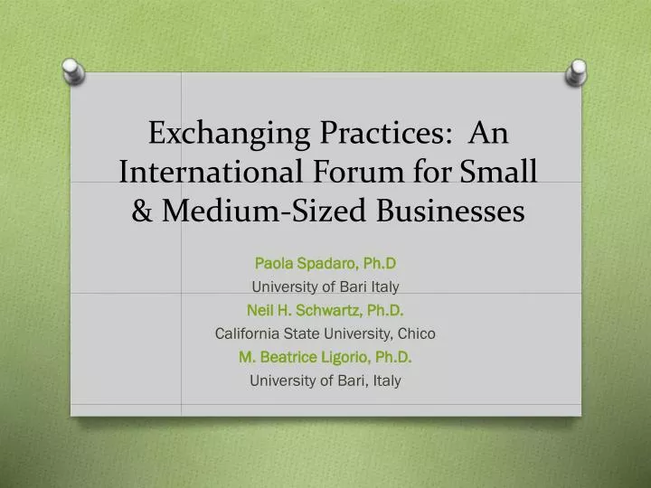 exchanging practices an international forum for small medium sized businesses