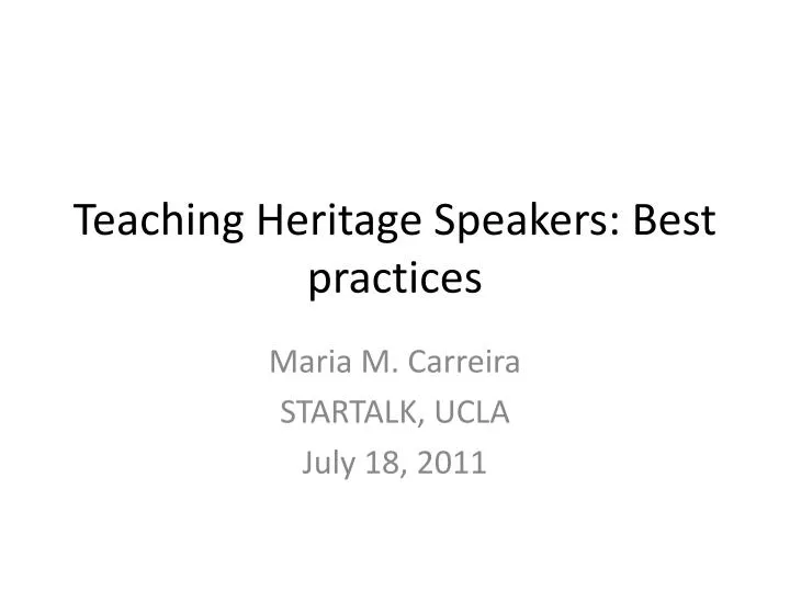 teaching heritage speakers best practices