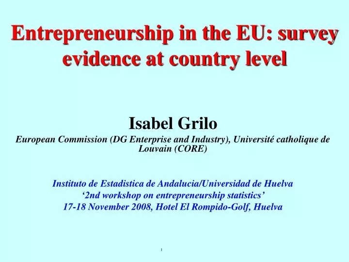 entrepreneurship in the eu survey evidence at country level