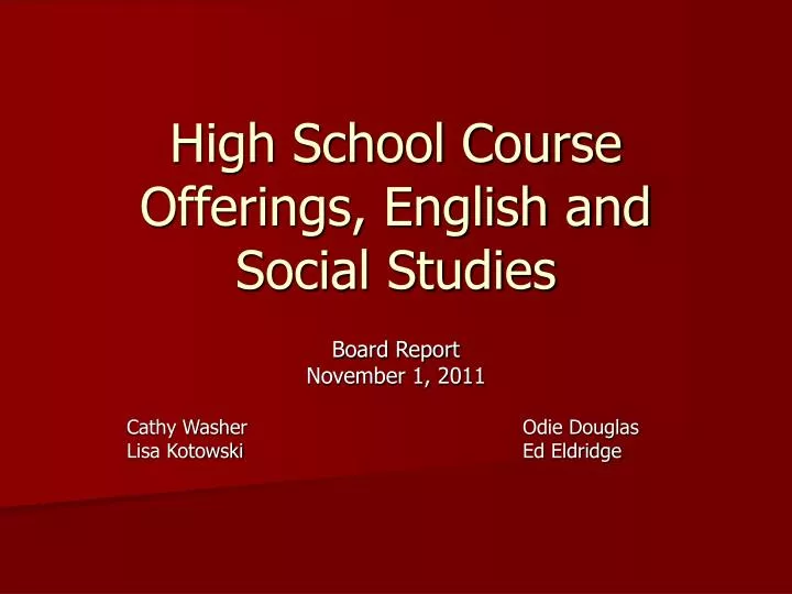 high school course offerings english and social studies