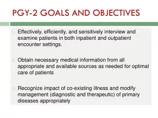 PGY-2 GOALS AND OBJECTIVES