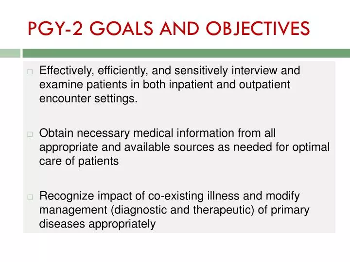 pgy 2 goals and objectives