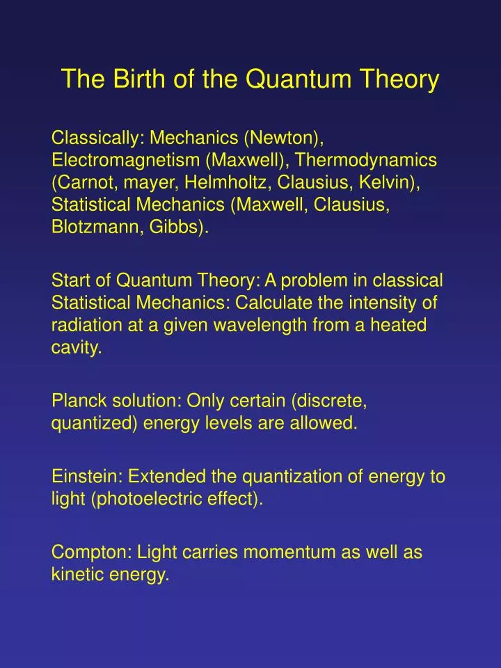 the birth of the quantum theory