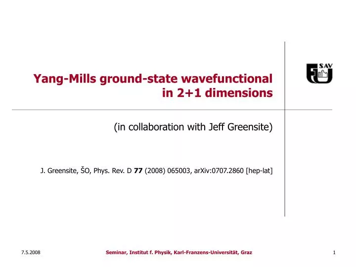 yang mills ground state wavefunctional in 2 1 dimensions