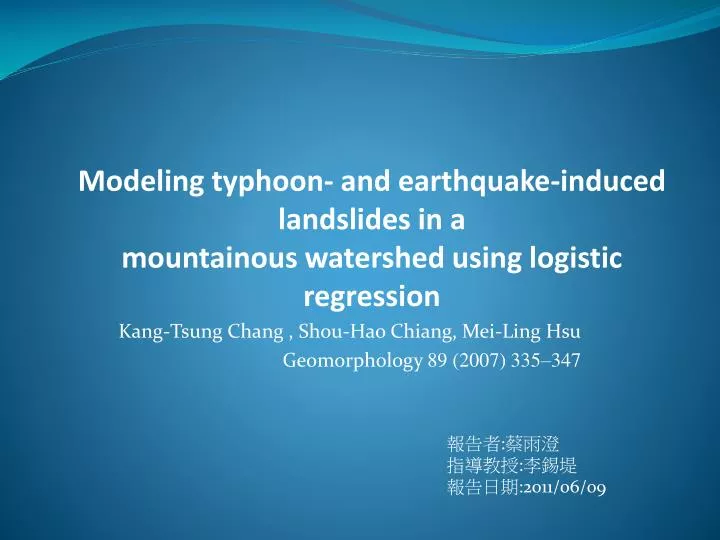 kang tsung chang shou hao chiang mei ling hsu geomorphology 89 2007 335 347