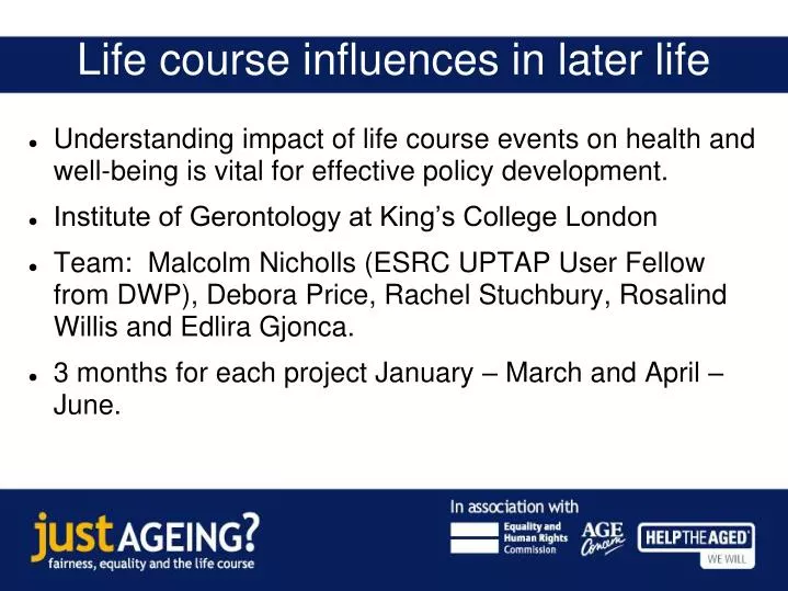 life course influences in later life