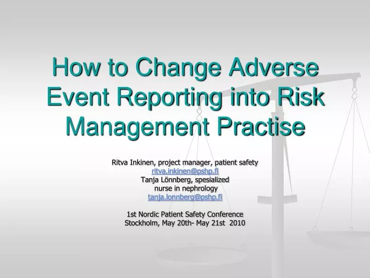 how to change adverse event reporting into risk management practise