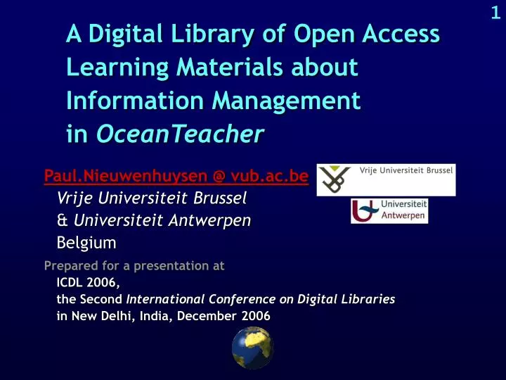 a digital library of open access learning materials about information management in oceanteacher