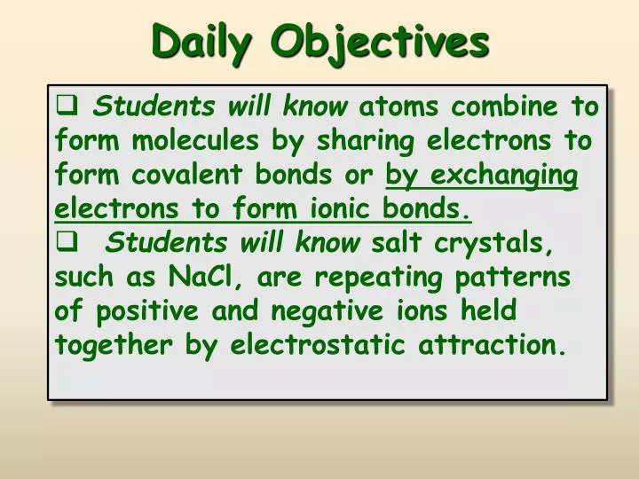 daily objectives
