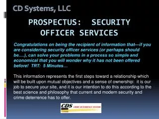 Prospectus: security officer services