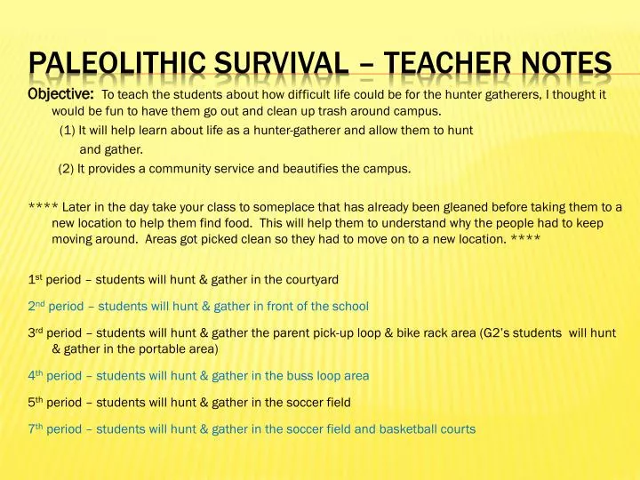 paleolithic survival teacher notes